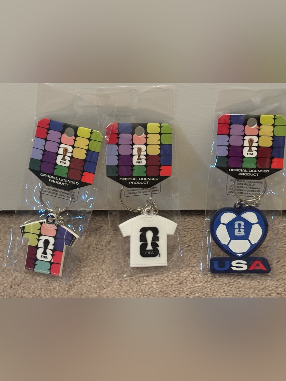 FIFA World Cup 2026 White Jersey Keychain Set USA Official Licensed New